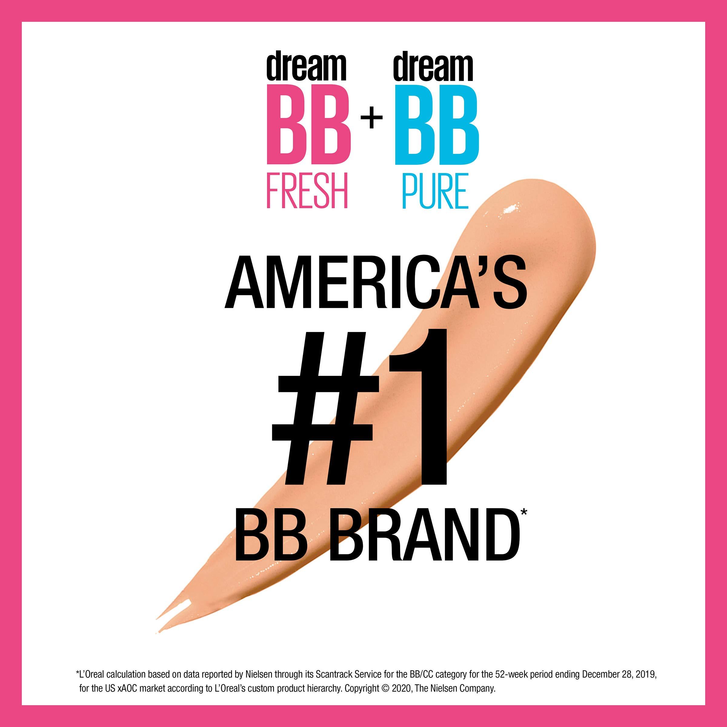 MAYBELLINE Maybelline Dream Fresh Skin Hydrating BB Cream, 8-in-1 Skin Perfecting Beauty Balm With Broad Spectrum Spf 30, Sheer Tint Coverage, Oil-Free, Deep, 1 Fl Oz