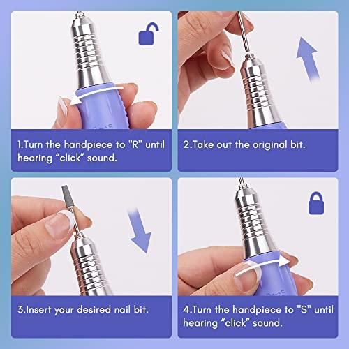 Makartt Makartt Nail Drill Bits, 10Pcs Dimond Sanding Bit Set Bundle With D700 Nail Drills for Acrylic Nails Professional 30000RPM Manicure Tools