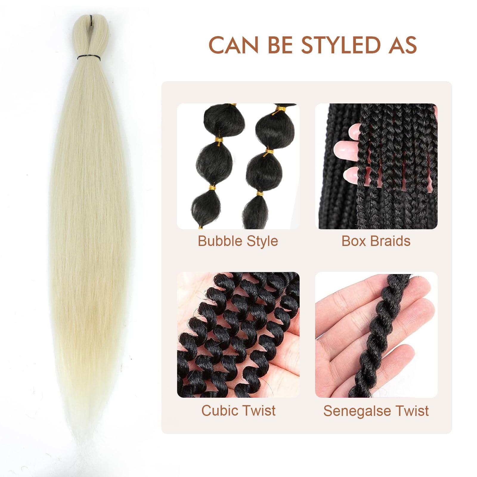 DIFUNEE DIFUNEE Pre-stretched Braiding Hair - 16 Inch 8 Packs Off-White Super Long Braiding Hair For Twist or Box Braids, Yaki Texture Hot Water Setting Synthetic Braiding Hair Extensions (16 Inch, #613-8P)