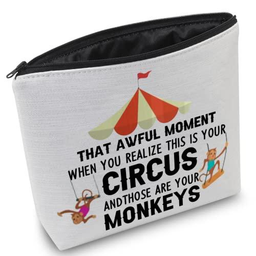 MEIKIUP MEIKIUP Circus Makeup Bag Showman Gift for Circus Lovers Monkey Organizer Travel Pouch Circus Themed Gift (Circus Lovers BAG)