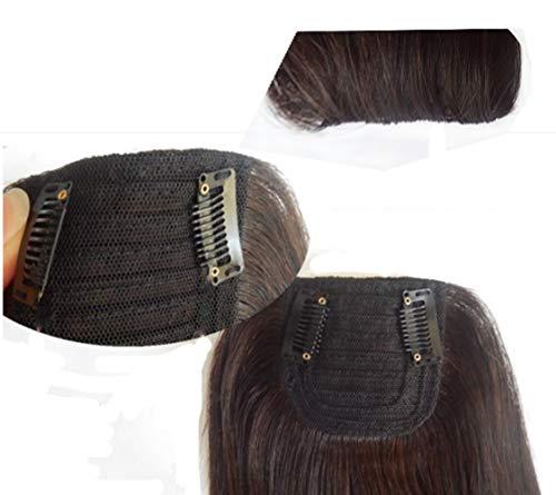 LesafeV Front Seamless Thick Fringe Human Hair Clip on Fullness Long Bangs Middle-Part Reddish Brown