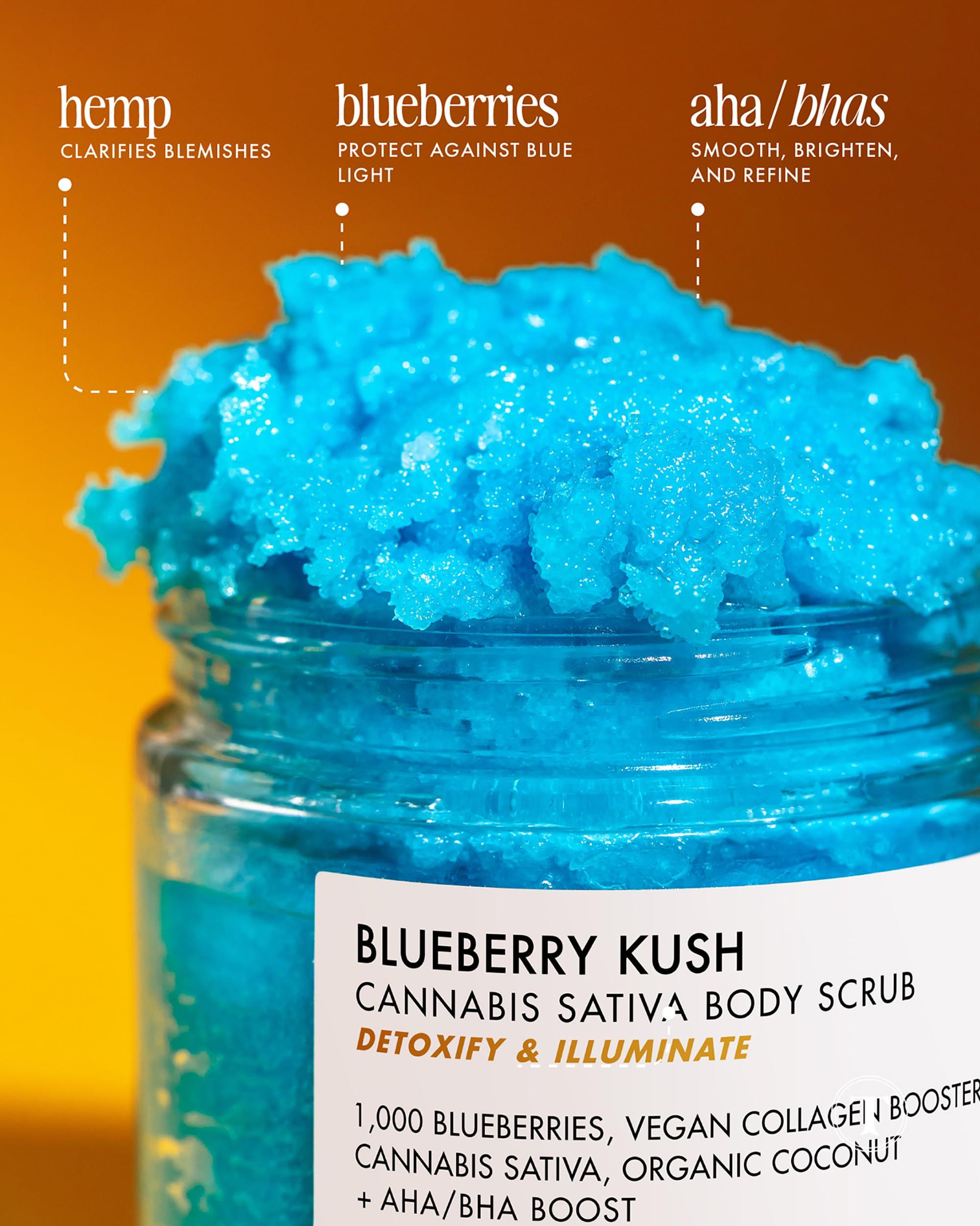 Truly Truly Beauty Blueberry Kush Body Scrub with Hydroxy Acids and Vegan Collagen - Detoxifying Sugar Scrub for Women - Exfoliating Body Scrub for Flawless and Luminous Skin - 6 oz
