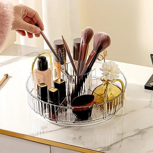Weidace Weidace 360 Rotating Makeup Organizer, Large Capacity Perfume Organizer for Dresser, Bathroom Counter Organizer with Makeup Brush Holder, Fits Vanity, Bedroom, Bathroom Countertop (1 Tier, White)