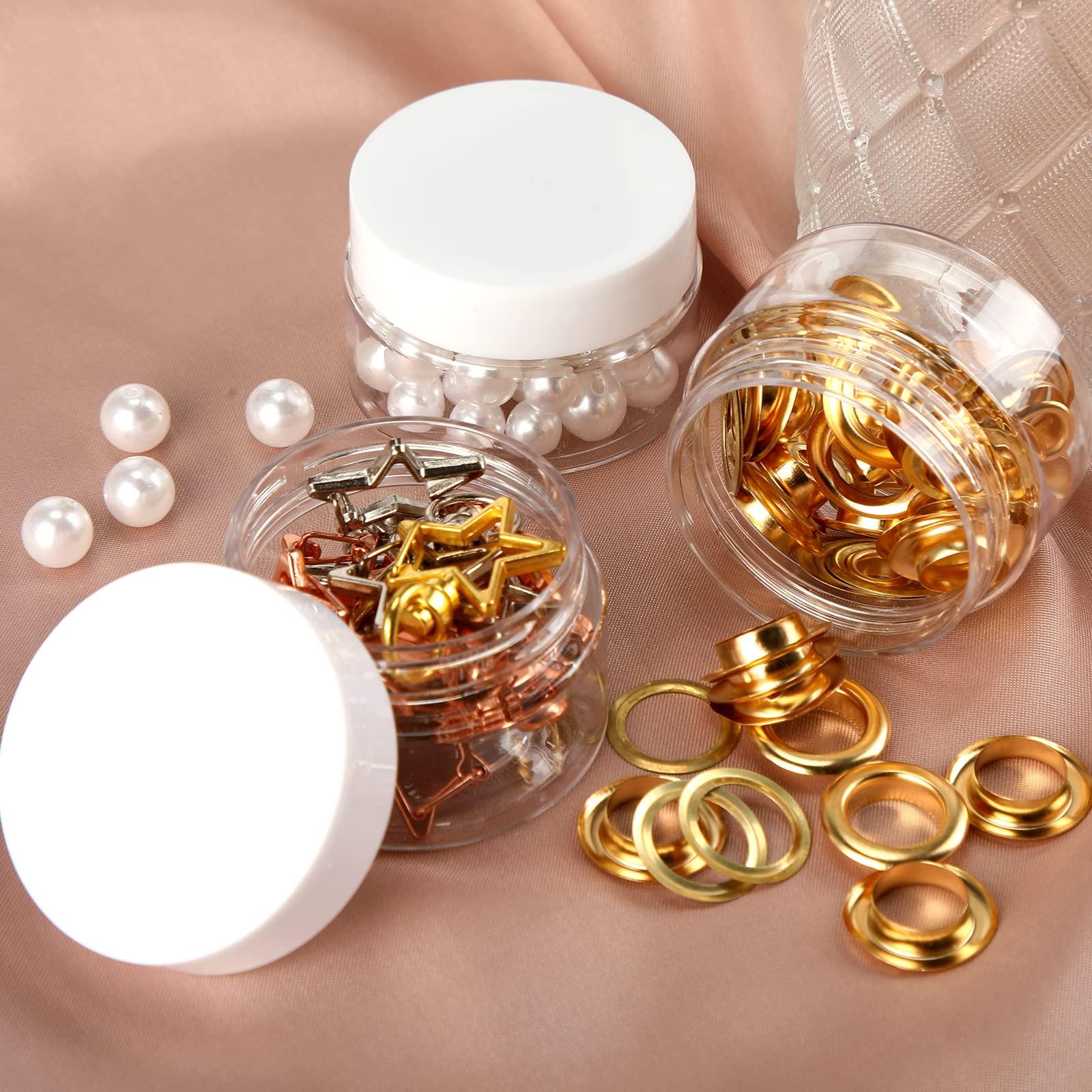 SATINIOR SATINIOR 100 Pcs Plastic Jars with Lids Small Containers Lids Wide Mouth Small Plastic Containers for Lotion Cream Rhinestones Body Butters Travel Storage(2 oz,Clear with White Lid)