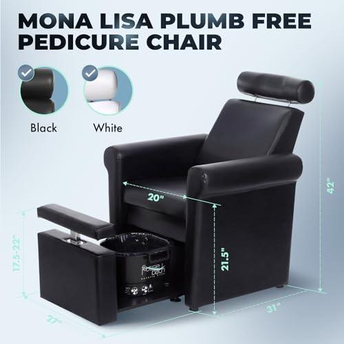 Buy-Rite Salon & Spa Equipment Buy-Rite Salon & Spa Equipment Mona Lisa Plumb Free Pedicure Chair - No Plumbing, Adjustable, Portable, Removable, Black, CHM-2320-5H-BLACK
