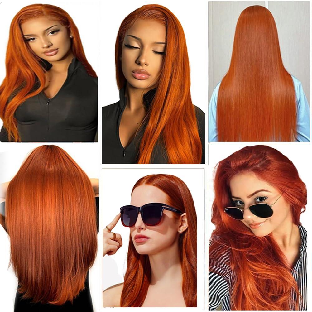 Kiss darling LASHES Orange Hair Extensions Real Human Hair Tape in 22 Inch #350 Ginger Tape in Hair Extensions Human Hair for Women Long Tape in Hair Extensions Human Hair Straight 100g