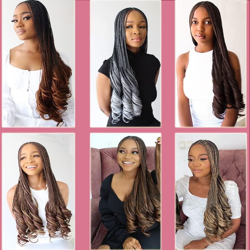 yangsi Spiral Curls Braiding Hair 6 packs Spanish Curly Braids for Daily Use French Curls Braiding Hair for Women Crochet Braiding Hair French Curls (22inch 6 packs, T27)