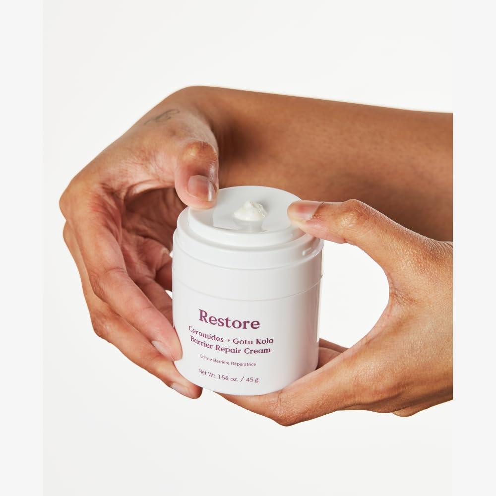 Three Ships Three Ships Restore Barrier Repair Cream with Ceramides + Gotu Kola - Supports Skin Barrier, Soothes Redness, Lightweight Daily Face Moisturizer (40g)