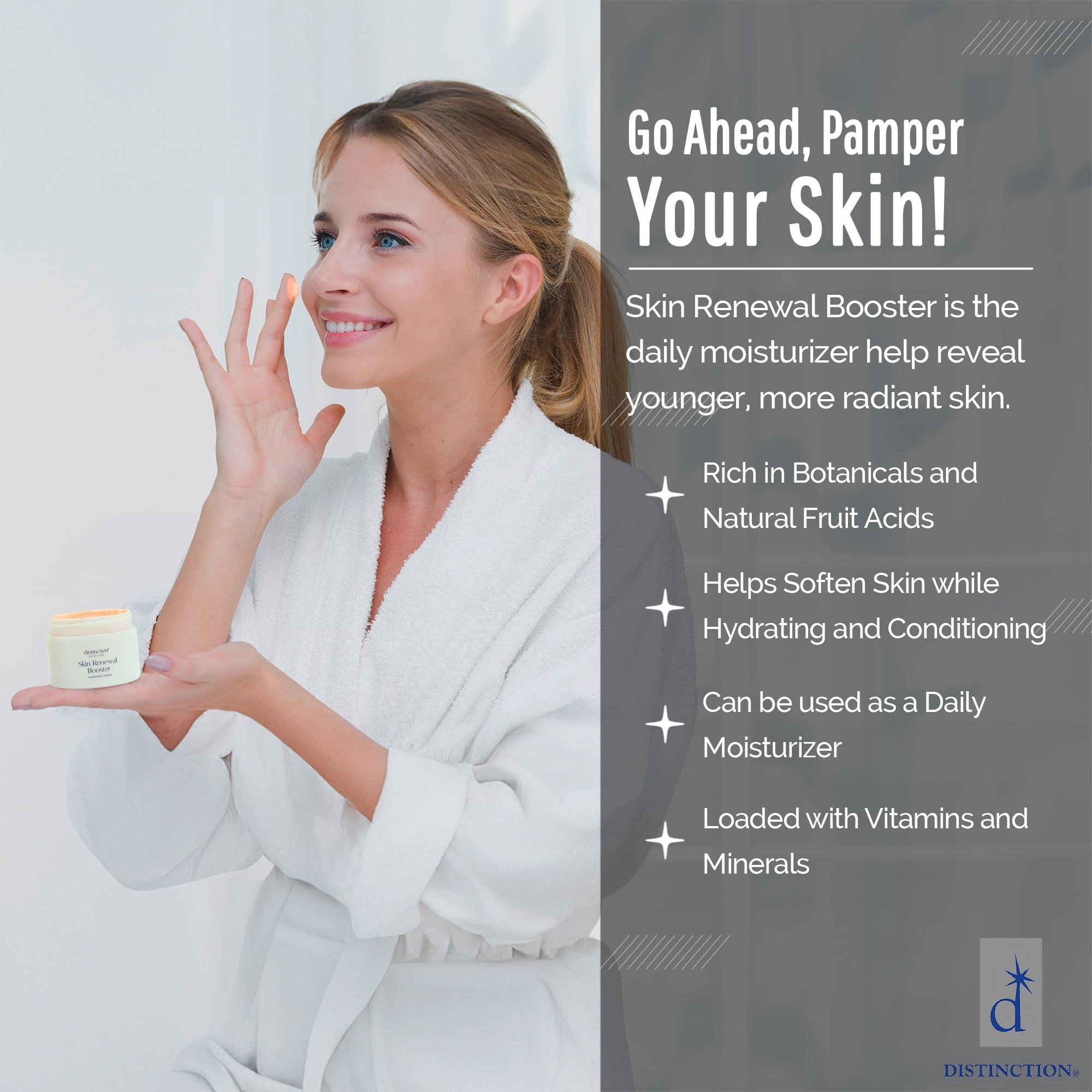 Distinction Distinction Skin Renewal Booster - Lightweight Hydrating Cream Lotion Serum | Anti Aging Cream Helps Reduce Appearance of Fine Lines & Wrinkles, Soothes, and Moisturizes (1 oz)