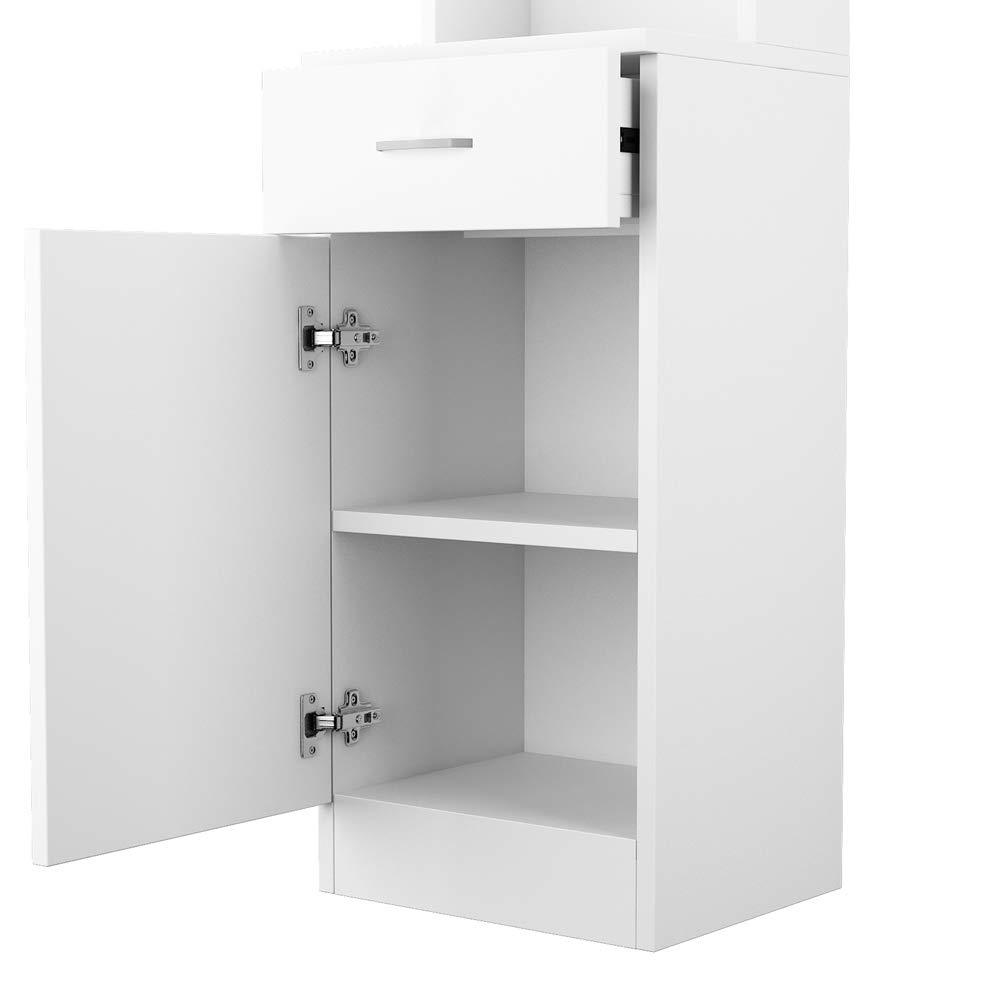 Goujxcy Goujxcy Wall Mount Salon Station, Hair Stylist Storage Cabinet Barber Station Beauty Hair Salon Spa Equipment with 5 Compartments 1 Drawer (White)