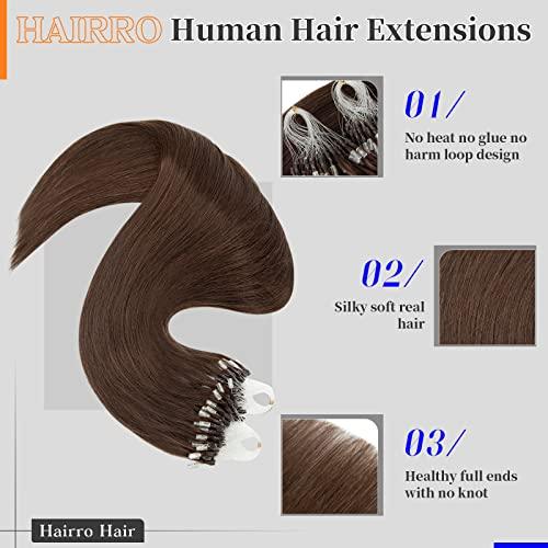 Hairro Hairro Microlinks Hair Extensions Human Hair Micro Loop Hairpieces Easy Pre Bonded Cold Fusion Keratin Stick Micro Bead Hair Extension For Women 20 inch 50g 100 Strands #04 Medium Brown