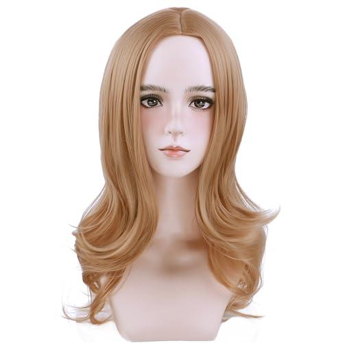 PATTNIUM PATTNIUM Kids Child Brown Wig Long Curly Wavy Ginger Wig for Girls Middle Part Shoulder Length Synthetic Wig with Wig Cap