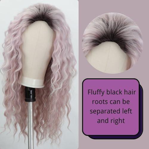 Fencca Fencca Purple Wig Long Curly Wigs for Women Ombre Purple Wavy Curly Synthetic Wig Free Part Natural Looking Wig