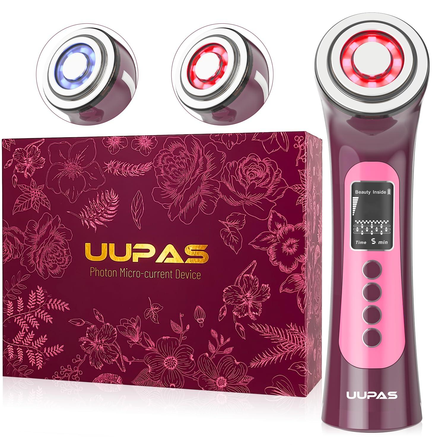 UUPAS Smart Photon Micro-Current Device - UUPAS LED Red Blue Light Therapy Wand Device for Face - Microcurrent Facial Device