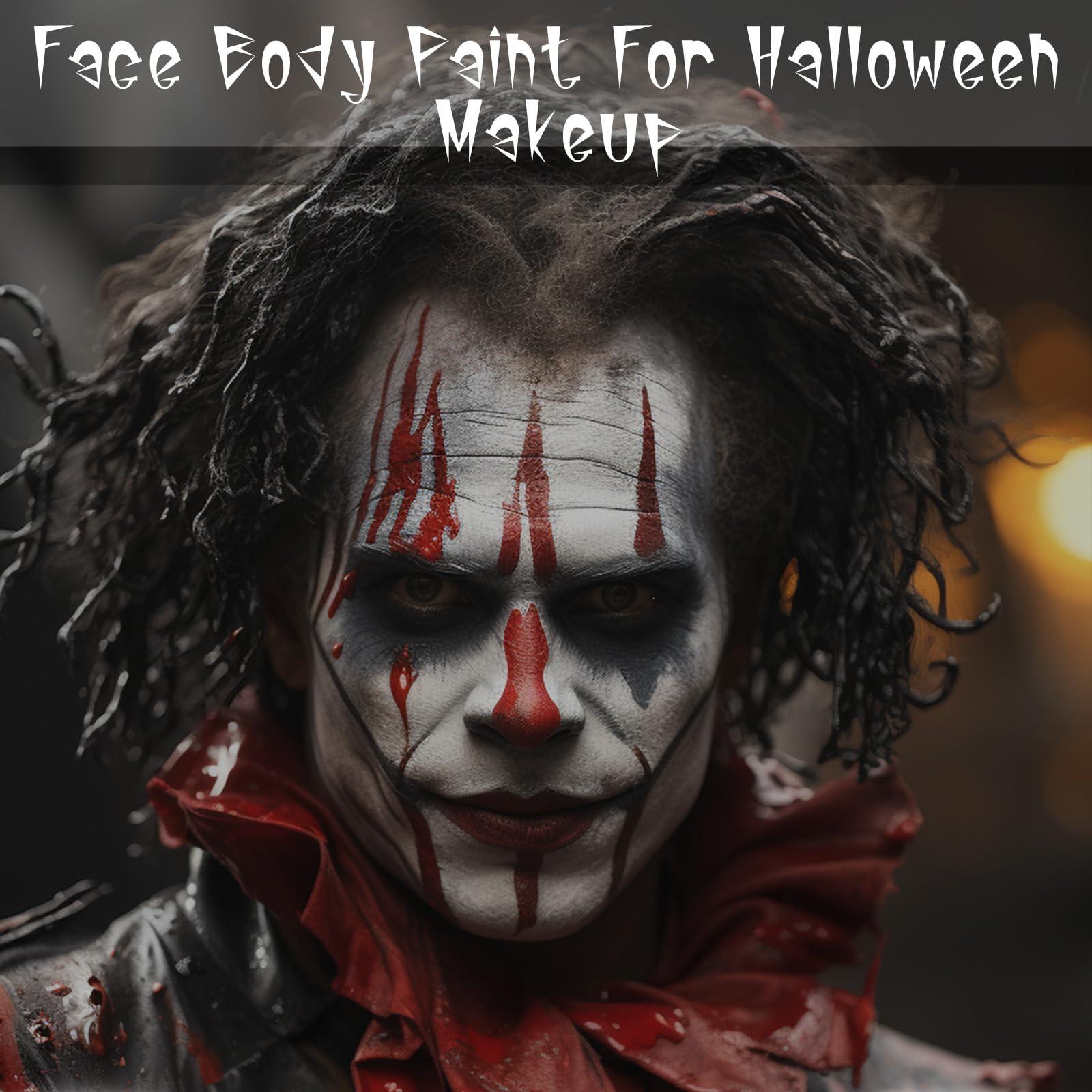 MEICOLY MEICOLY Clown White Joker Devil Makeup Kit,Cream Black White Red Face Body Paint Stick,Halloween Face Paint for Vampire Skeleton Clown Spiderman,Eye Black Stick for Baseball/Football/Softball