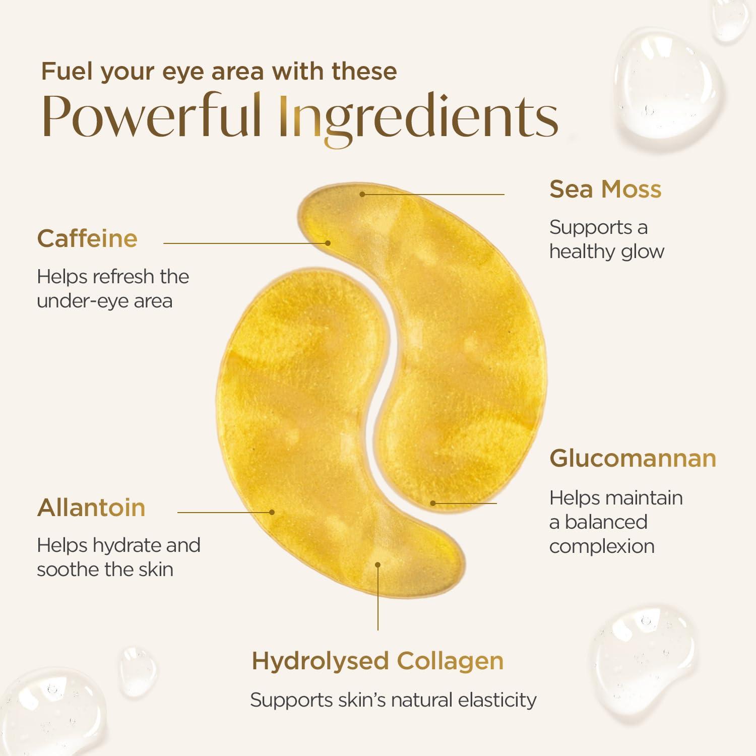 PLANTIFIQUE PLANTIFIQUE Gold Under Eye Patches for Puffy Eyes and Dark Circles 5 Pairs Under Eye Masks for Dark Circles and Puffiness Eye Gels with Collagen & Caffeine Eye Patches Gold Eye Mask Skincare