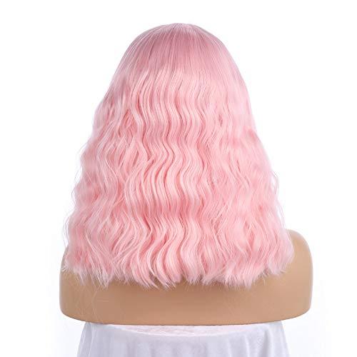 lara&missy lara&missy Pink Wig Lace Front Kinky Water Wave Wavy Curly Curl Natural Hair Effect Pink Wig with Baby Hair