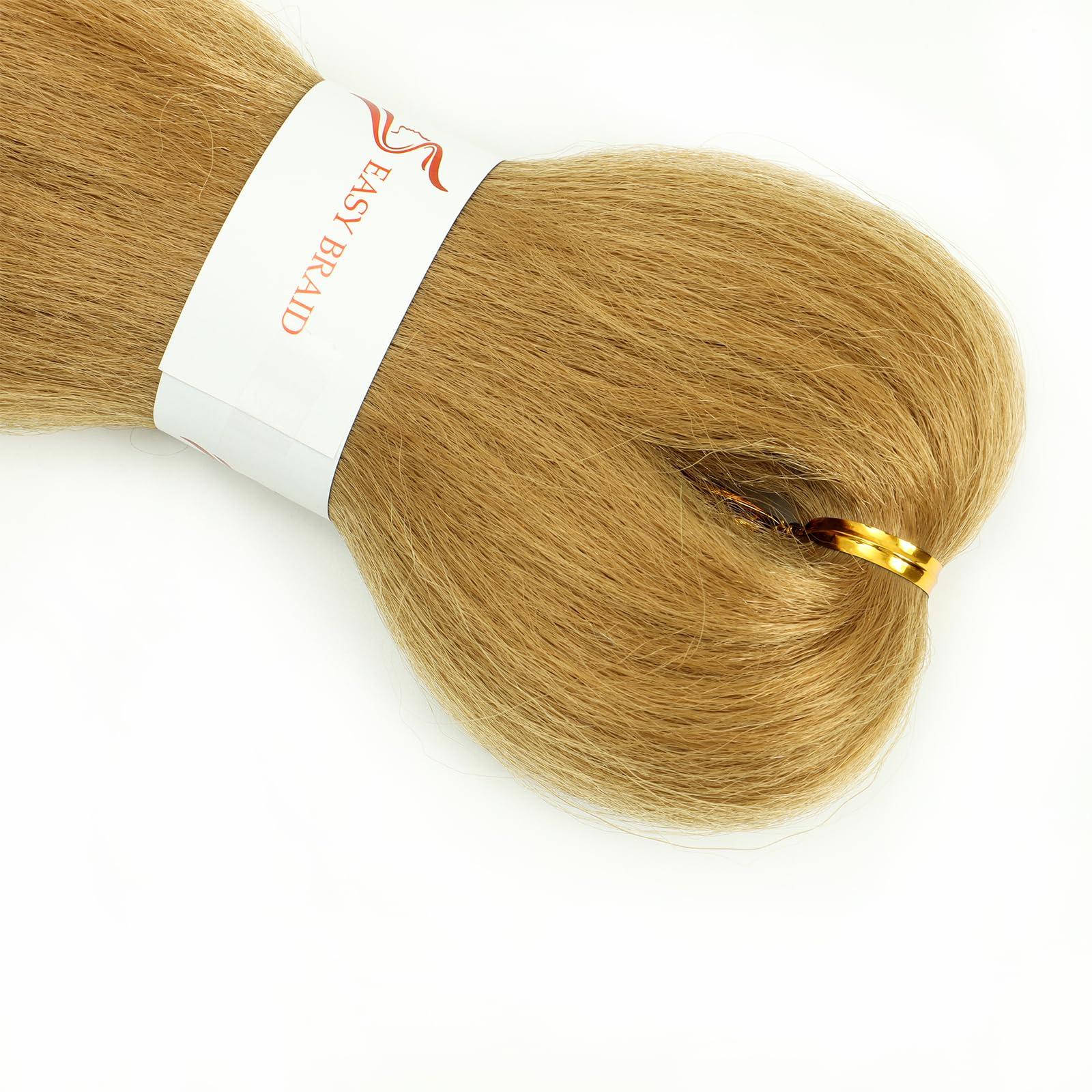 IIFLYDSFA 27 Honey Blonde Braiding Hair Pre stretched 16 Inch 3 Packs Pre-stretched Braiding Hair EZ Braid Yaki Texture Synthetic Hair Extensions for Crochet Box Braids