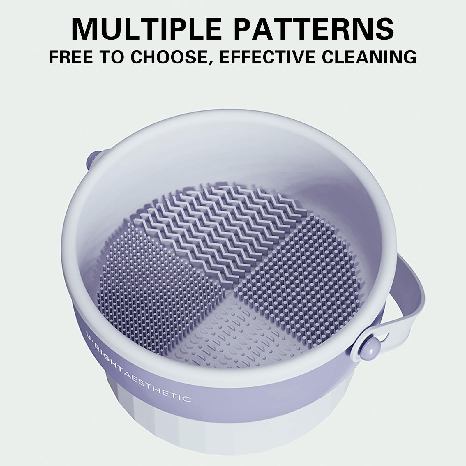 Generic Makeup Brush Cleaner Mat Bowl,3 In 1 Silicone Makeup Brush Cleaning Pad Cosmetic Brushes Portable Cleaning Tool,Detachable Multi-Function,For Brushes,Powder Puffs,Sponges Storage And Air Dry (Purple)