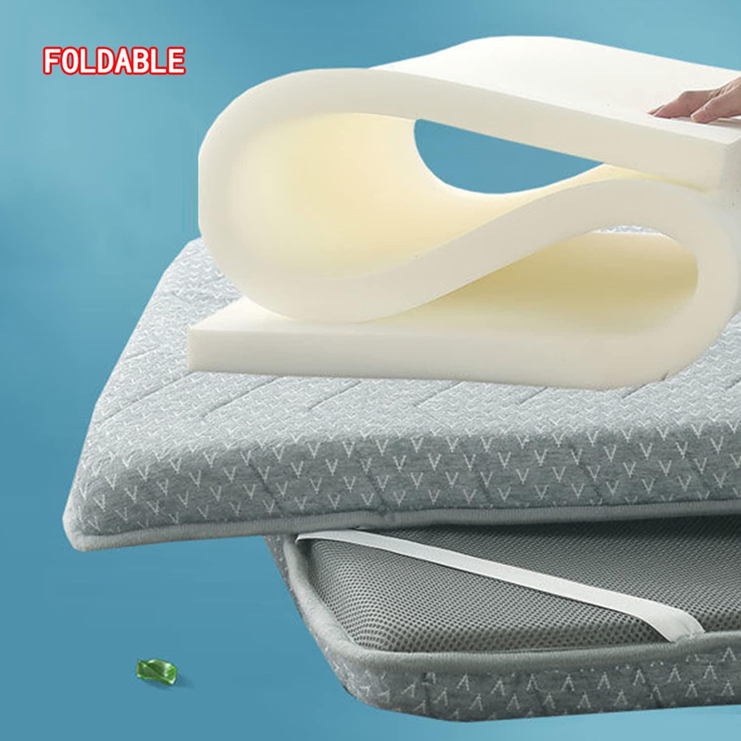 NinthAvenue Basics Massage Table Mattress Pad with Round Head Memory Foam Mattress Topper for Spa Bed Professional Massage Accessories Non-Slip Beauty Bed Mattress with Breathing Hole,Beige,70x185cm