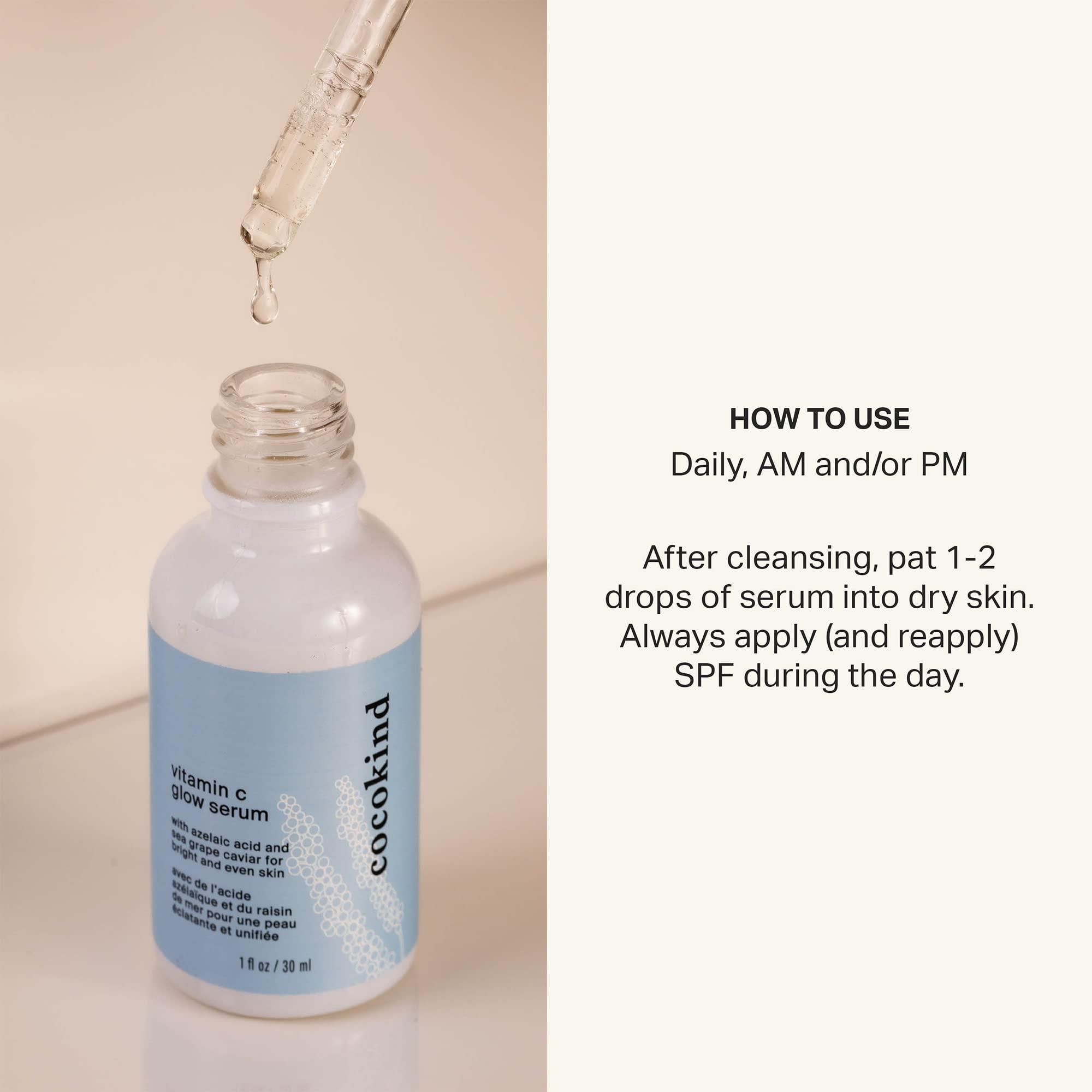 Cocokind Cocokind Vitamin C Glow Serum with Azelaic Acid and Sea Grape Caviar for Bright and Even Skin, 1 Fl Oz