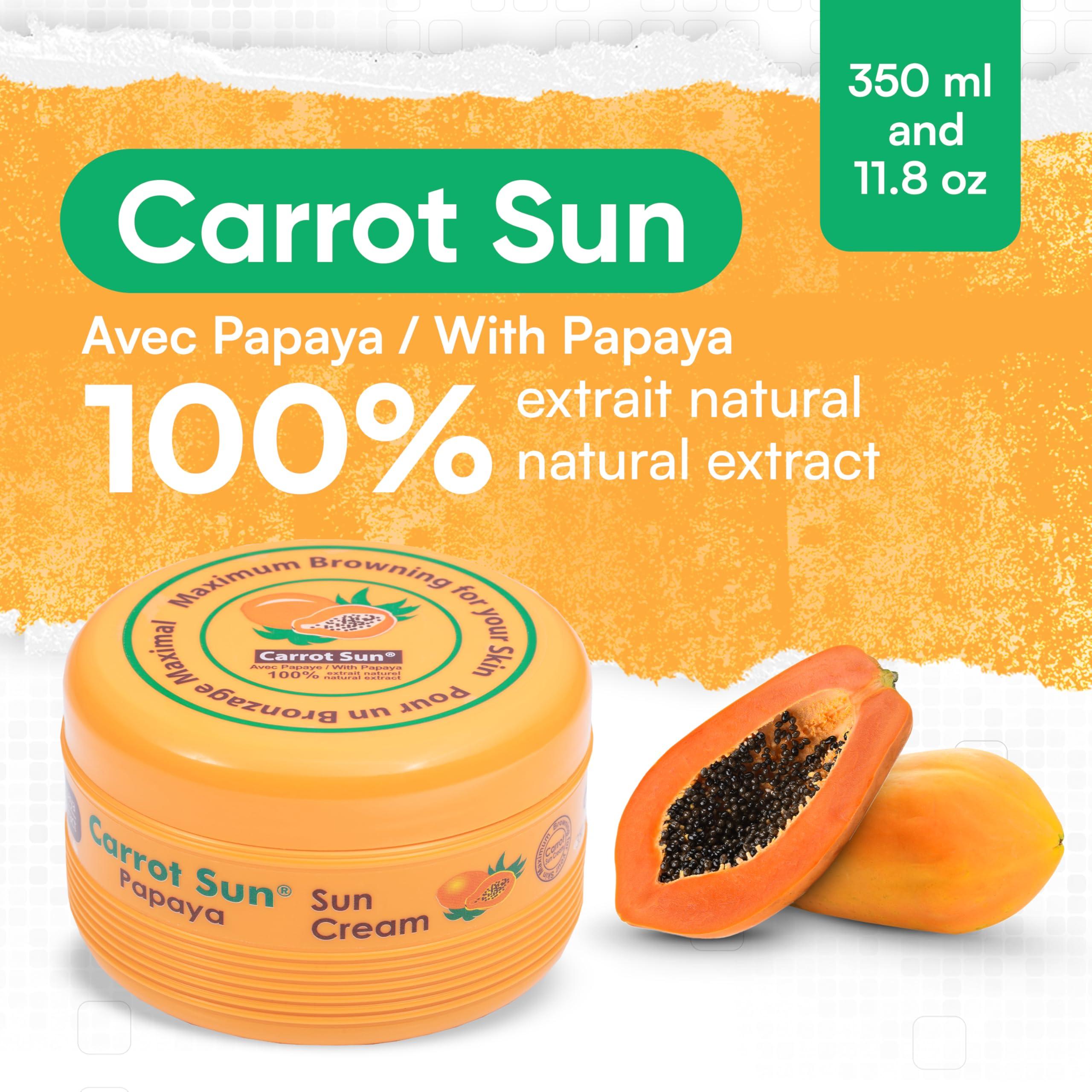 Carrot Sun Carrot Sun Tanning Accelerator 350ml Papaya Tanning Gel Natural Extract Sun Cream Dark Tanning Lotion for All Skin Types Tan Lotion with Papaya Oil for Even Beautiful Skin Coloring SPF0