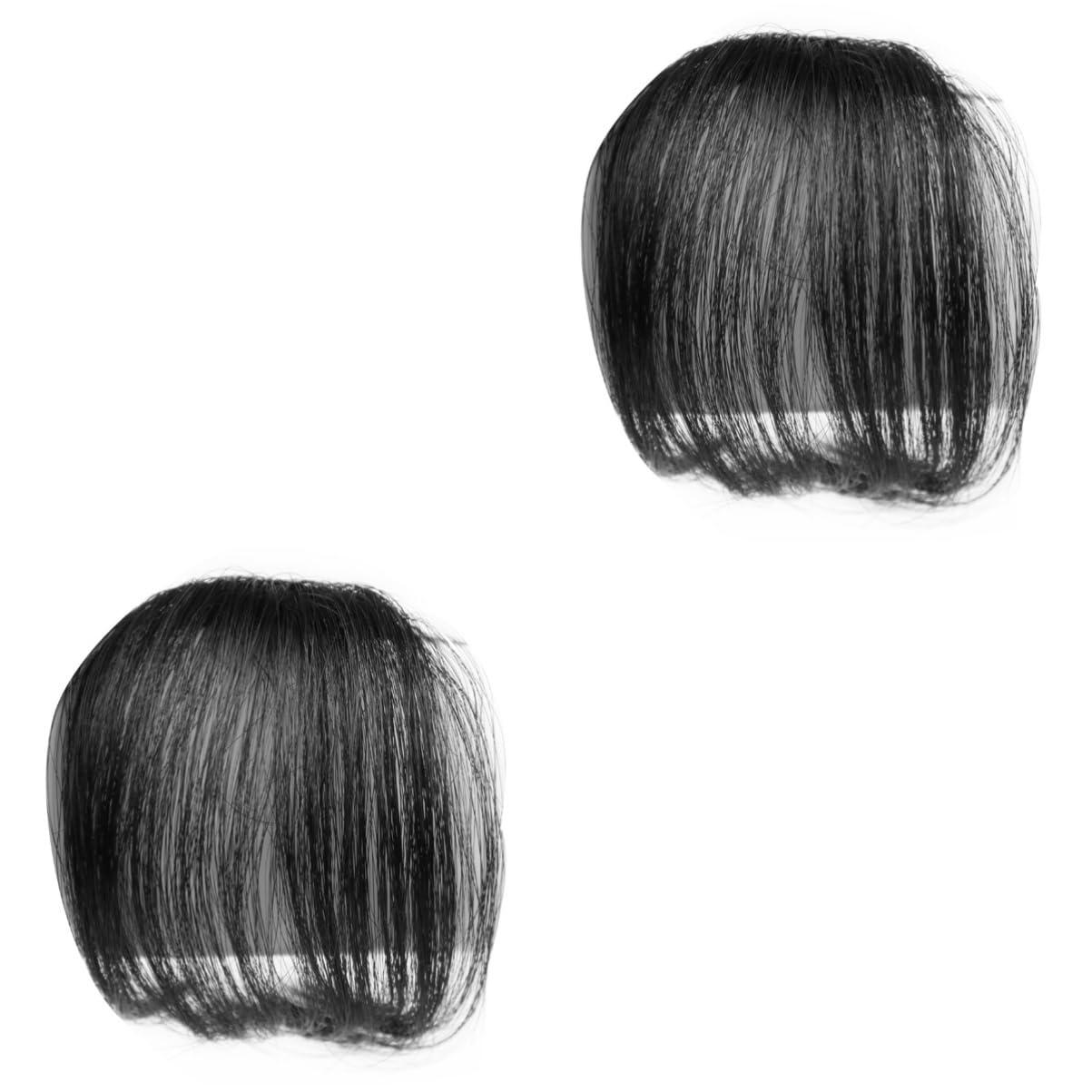 Beavorty Beavorty 2pcs Piece Fake Hair Bangs Black Hair Clip Mini Clips for Hair Clip in Bangs Real Human Hair Bangs Hair Clip Bangs Clip in Hair Extensions Clip in Hair Bangs Wig