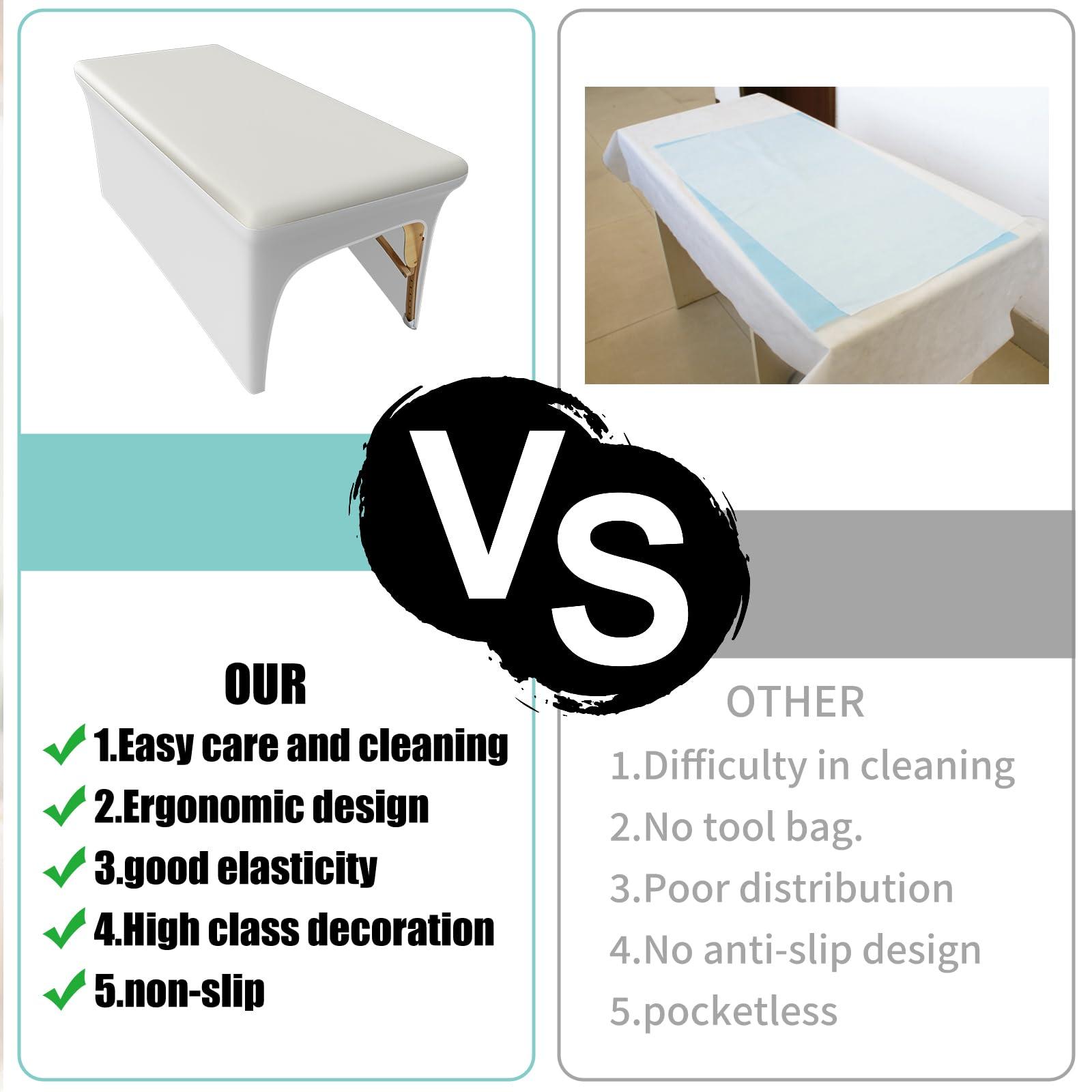 KIDOACOW KIDOACOW White Lash Bed Cover 6FT Vinyl Massage Table Cover Protector, Silky Reusable & Wipeable Massage Bed Cover Waterproof Ultra-Durable and High Elasticity Leather Spa Bed Covers for Esthetician