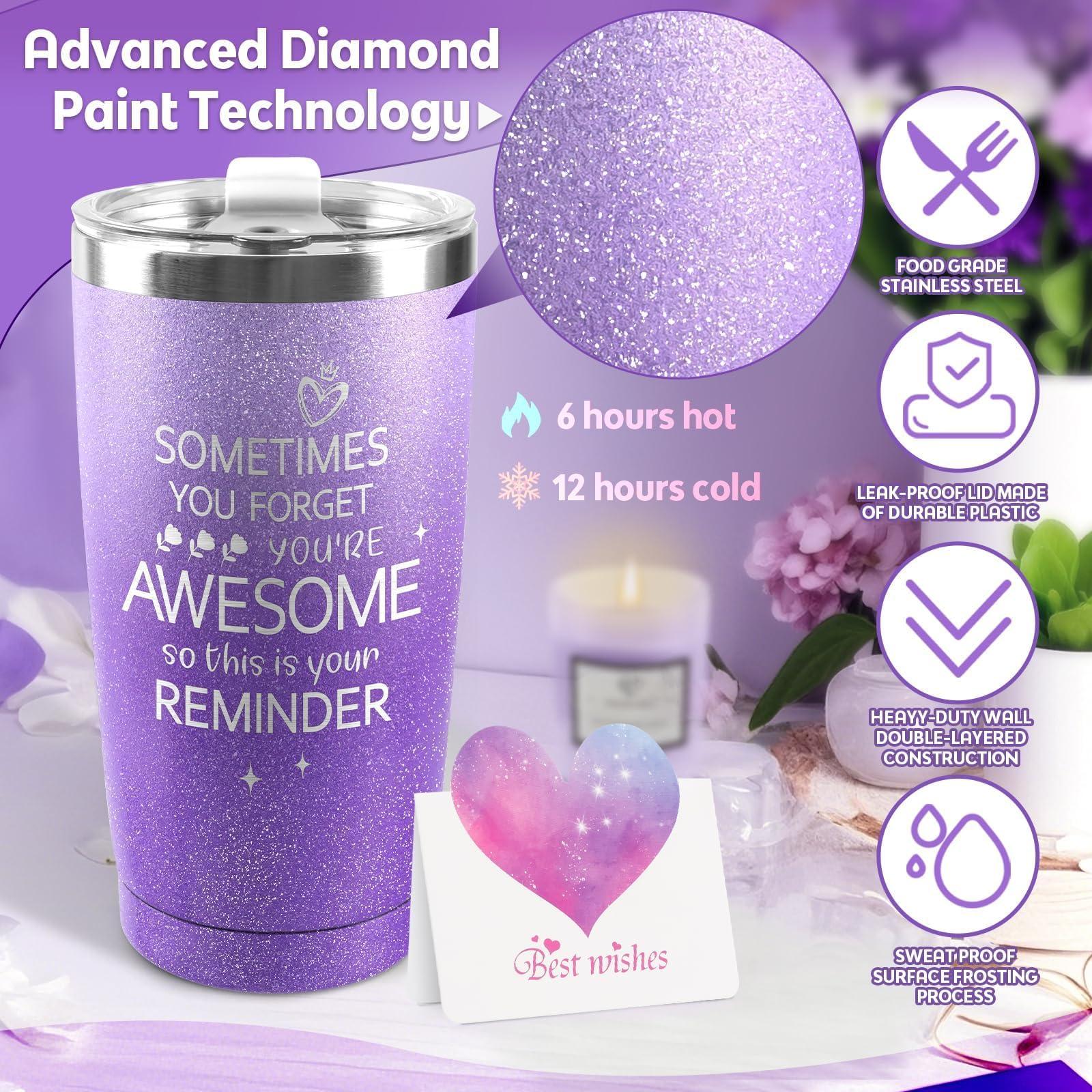 CUPLOOV Graduation Birthday Gift for Women Girls Mom- Unique Relaxing Spa Basket Gift Wine Tumbler Set for Her Wife Girlfriend Sister Friends Mothers Self Care 2025 Grad Presents, Purple