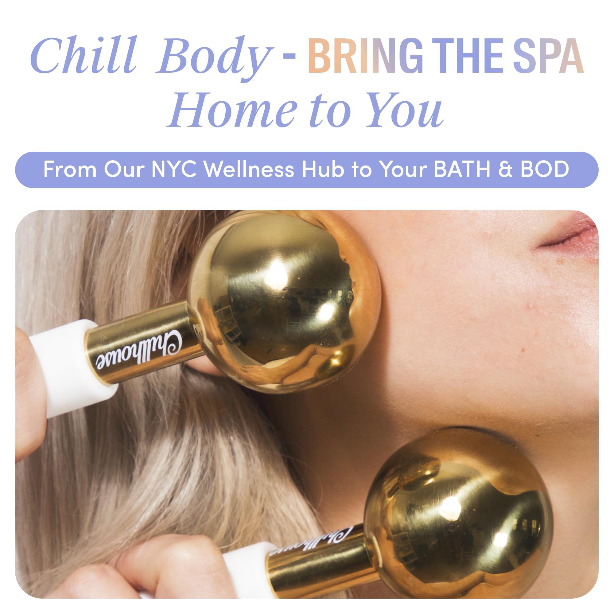 Chillhouse Chillhouse Chill Globes Gold Ice Roller for Face - Premium Skin Care Tools for Wrinkles & Fine Lines, Lifting, Contouring & Depuffing - Facial Ice Roller & Face Massager Tool for Women & Men