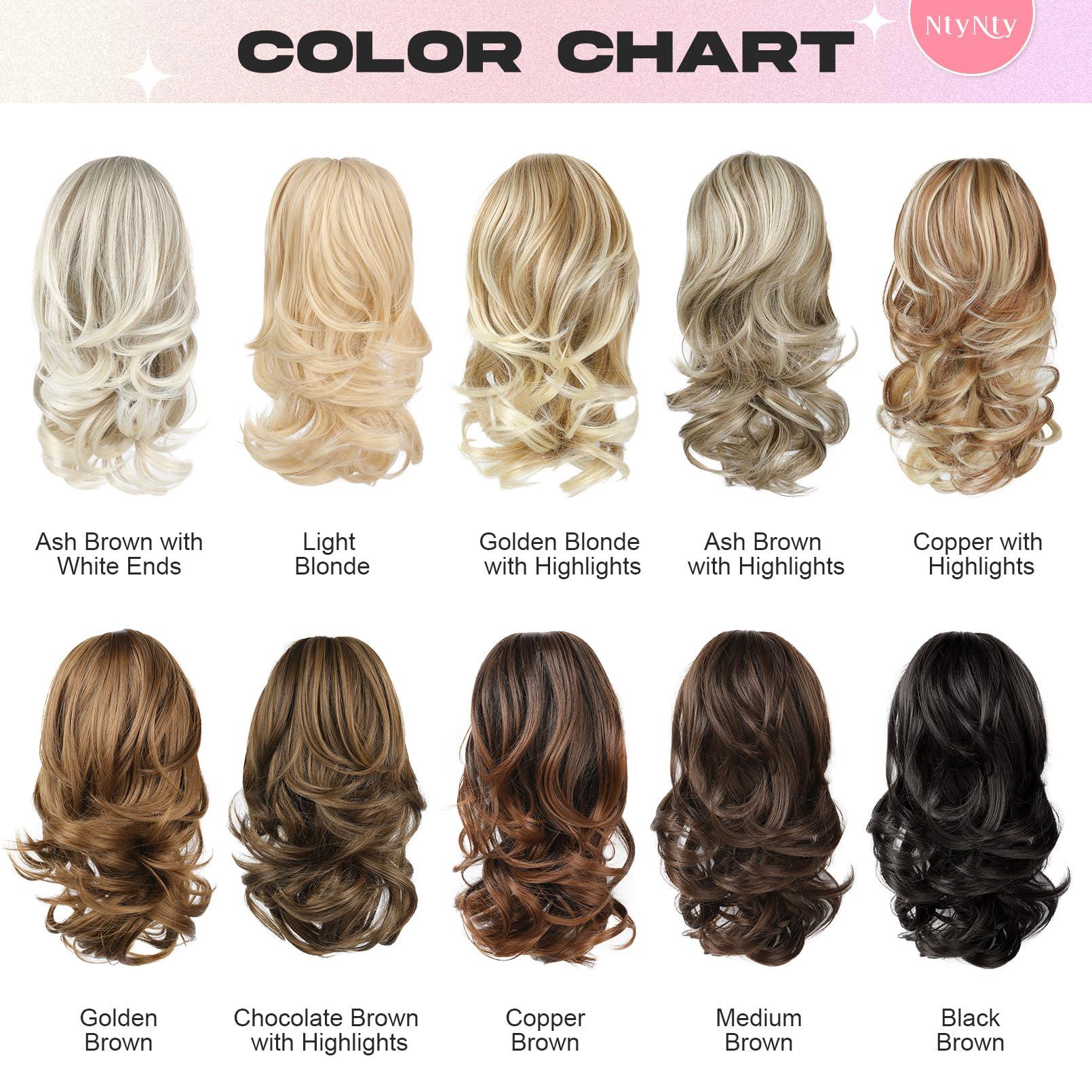 NTYNTY NTYNTY Ponytail Extension, 14\" Claw Clip in Ponytail Hair Extensions Natural Soft Synthetic Layered Wavy Pony Tail Hair Pieces for Women - Light Blonde