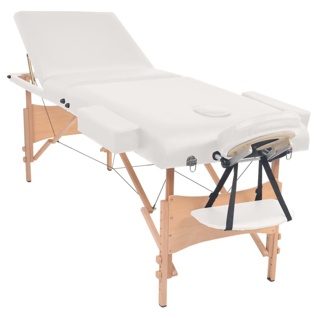 vidaXL vidaXL Table de Massage Pliable Tabouret Blanc Lit de Massage Chaise Massage