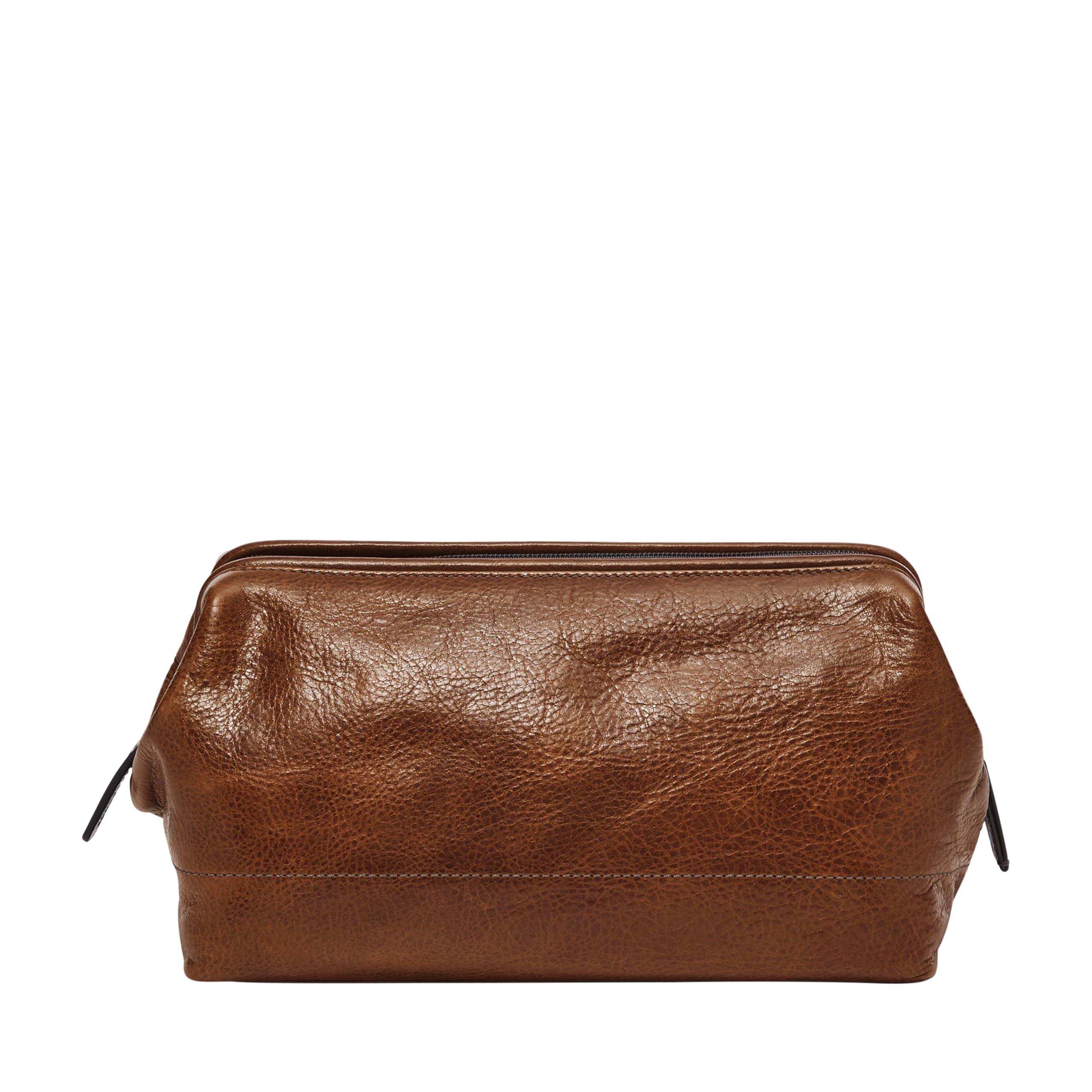 Fossil Fossil Leather Travel Toiletry Bag Shave Dopp Kit , Cognac (Model: MLG0724222)