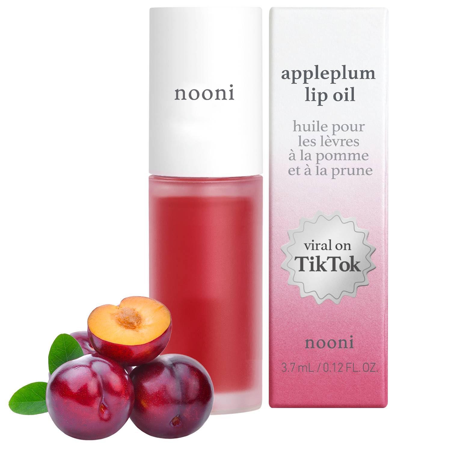 NOONI NOONI Korean Vegan Lip Oil - Appleplum | Lip Stain, Gift, Long-Lasting, Moisturizing, Plumping, Revitalizing for Dry Lips, Waterproof, No Peel Off, Korean Lip Tint 0.12 Fl Oz