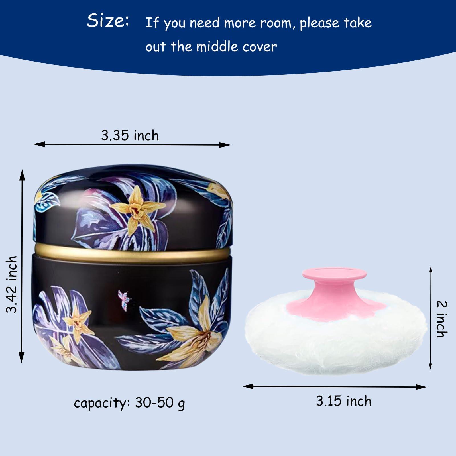 Qopoto Qopoto Body Powder Puff and Container for Dusting Powder, Women Powder Puff and Powder Case for Bath and Travel (Procumbens Flowers)