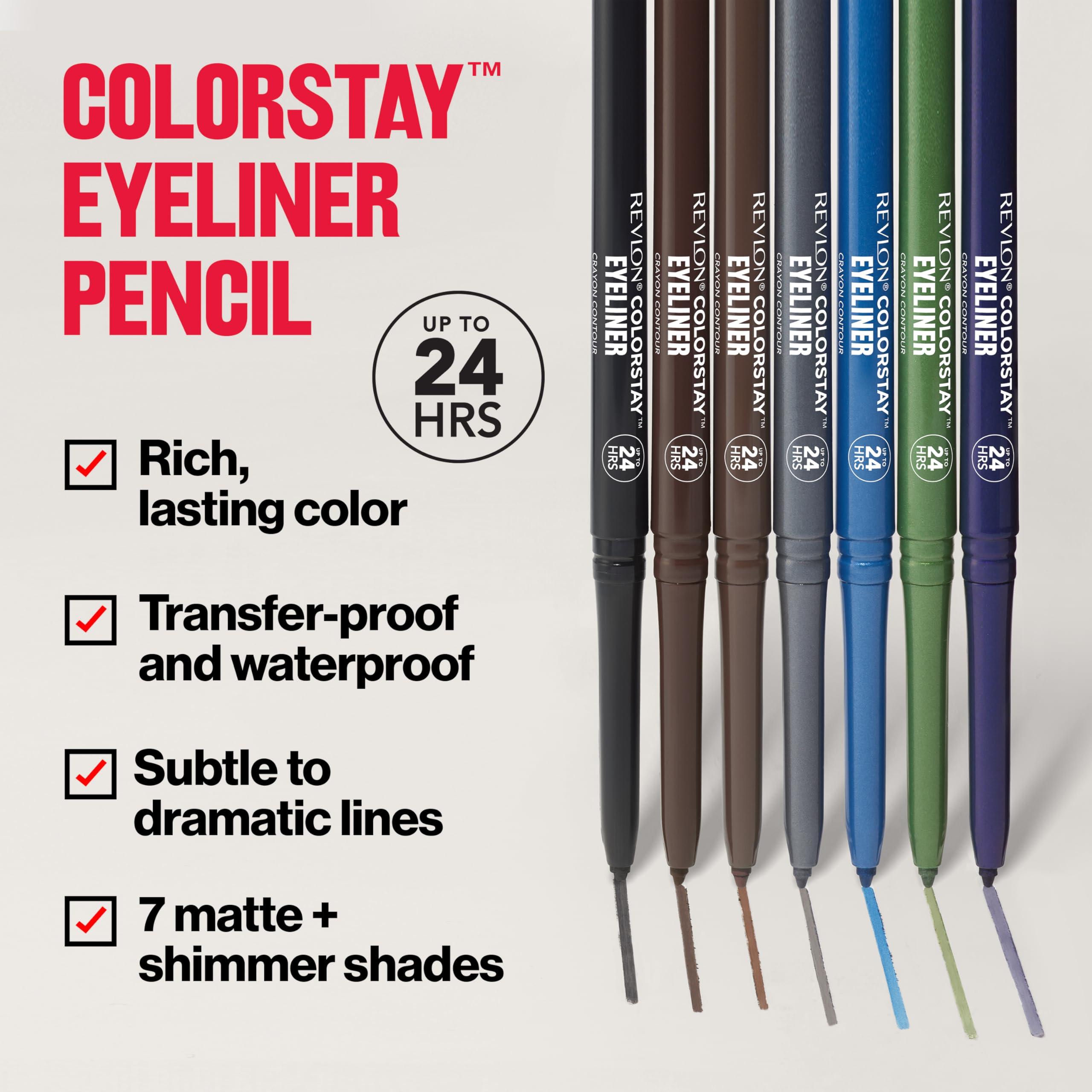 REVLON Revlon ColorStay Pencil Waterproof Eyeliner, Smudge-Proof, Eye Makeup with Built-In Sharpener, Packaging May Vary, 202 Black Brown, 2 pack