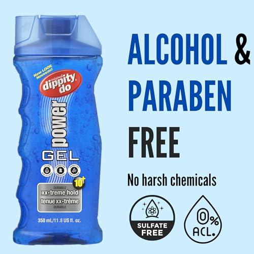 Dippity Do Dippity Do Power Gel - Men\'s Strong Hold Hair Gel - High Shine, Natural Feel and Non-Flaking - Formulated with Panthenol, Argan Oil, Olive Oil and Tea Tree Oil - 350 mL/11.8 fl oz