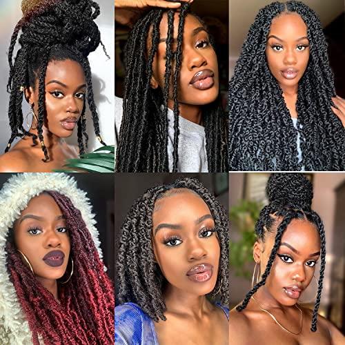 GZVIS Springy Afro Twist Hair 12 Inch 3 Packs Burgundy Color Pre Fluffed Marley Twist Braiding Hair for Black Women (12 inch, Burgundy)