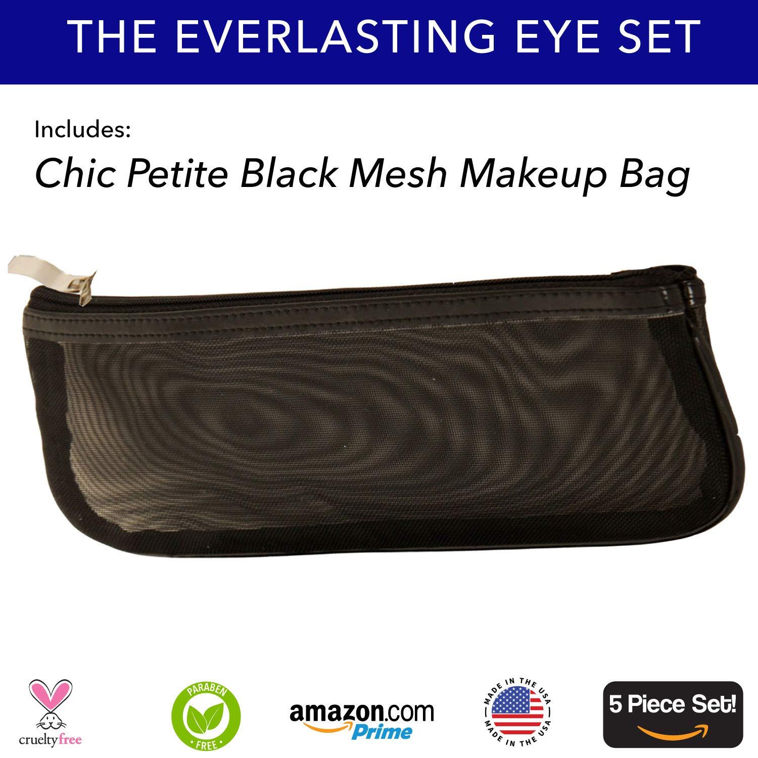 Mommy Makeup The Everlasting Eye 5 Piece Waterproof Makeup Set. Gel Eyeliner, Creme Eyeshadow, 2 brushes and Mesh Bag. Paraben-free, Talc-free, Cruelty-free. Cameo/Chocolate Kiss 2302