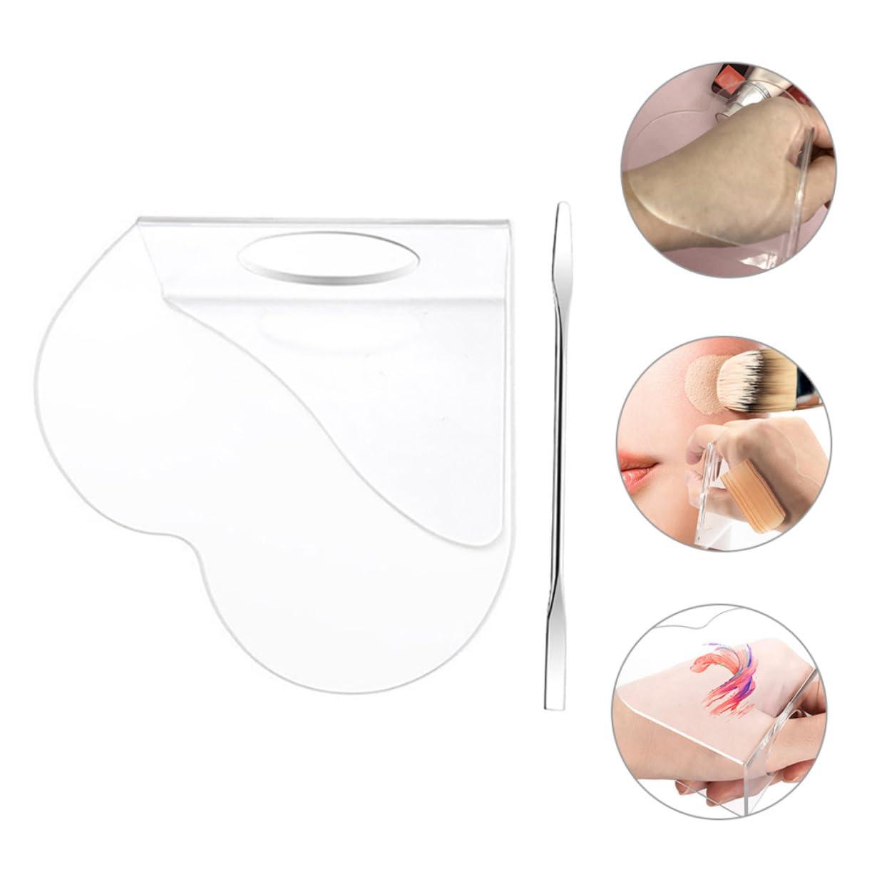 Beaupretty Beaupretty 3 Sets Heart Makeup Mixing Palette Art Nail Palette Foundation Blending Palette Acrylic Makeup Mixing Palette with Spatulas Makeup Mixing Tray