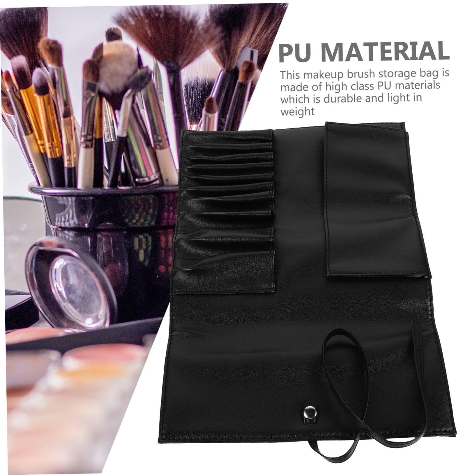 FOMIYES FOMIYES Roll up Make up Brush Case 18-piece Pu Leather Black Travel Makeup Brush Holder