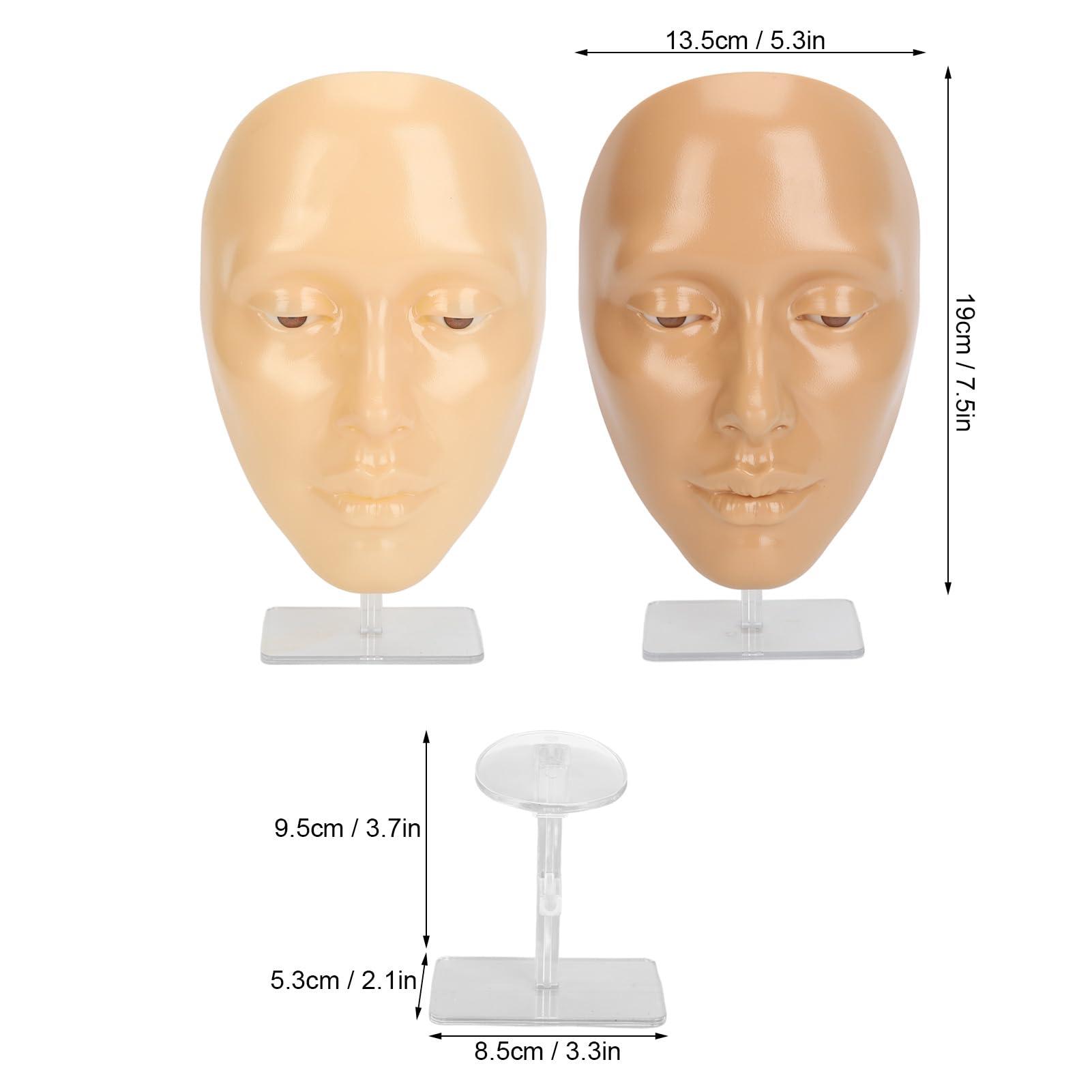Generic Generic 2 Set Makeup Practice Face 5D Silicone Full Face Makeup Mannequin Face with Stand for Emerging Makeup Artist (Yellow Wheat Face)