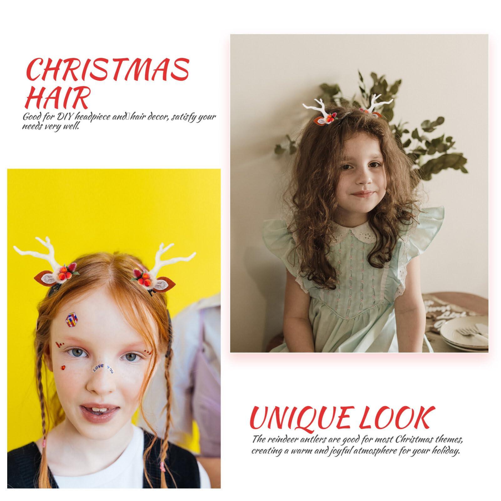 COHEALI COHEALI 50pcs Artificial Deer Antlers Acrylic Reindeer Antlers Faux Deer Horns for DIY Crafts Christmas Hair Clips Headpieces White