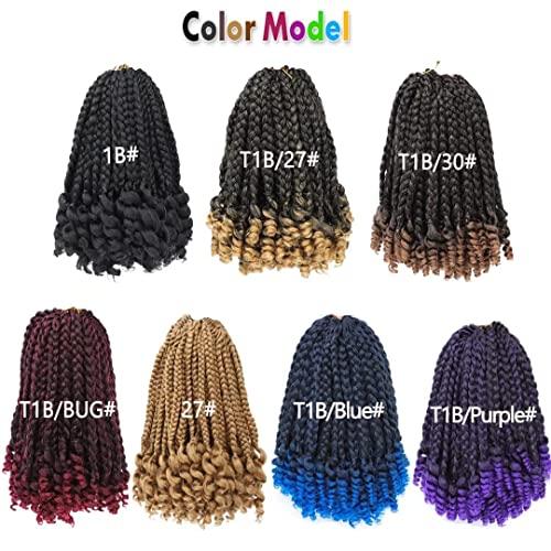 Alimiriam Purple Crochet Box Braids Curly Ends 10 inch 6 Packs Short Bob Box Braid Crochet Hair with Curly End Jumbo Crochet Braids Hair for KidsBlack Women(T1B/Purple#, 10\" 6 Packs)