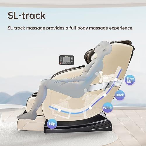 Real Relax Real Relax Massage Chair, SL Track Full Body Zero Gravity Massage Chair Recliner with App Control, Favor 05 (Brown)