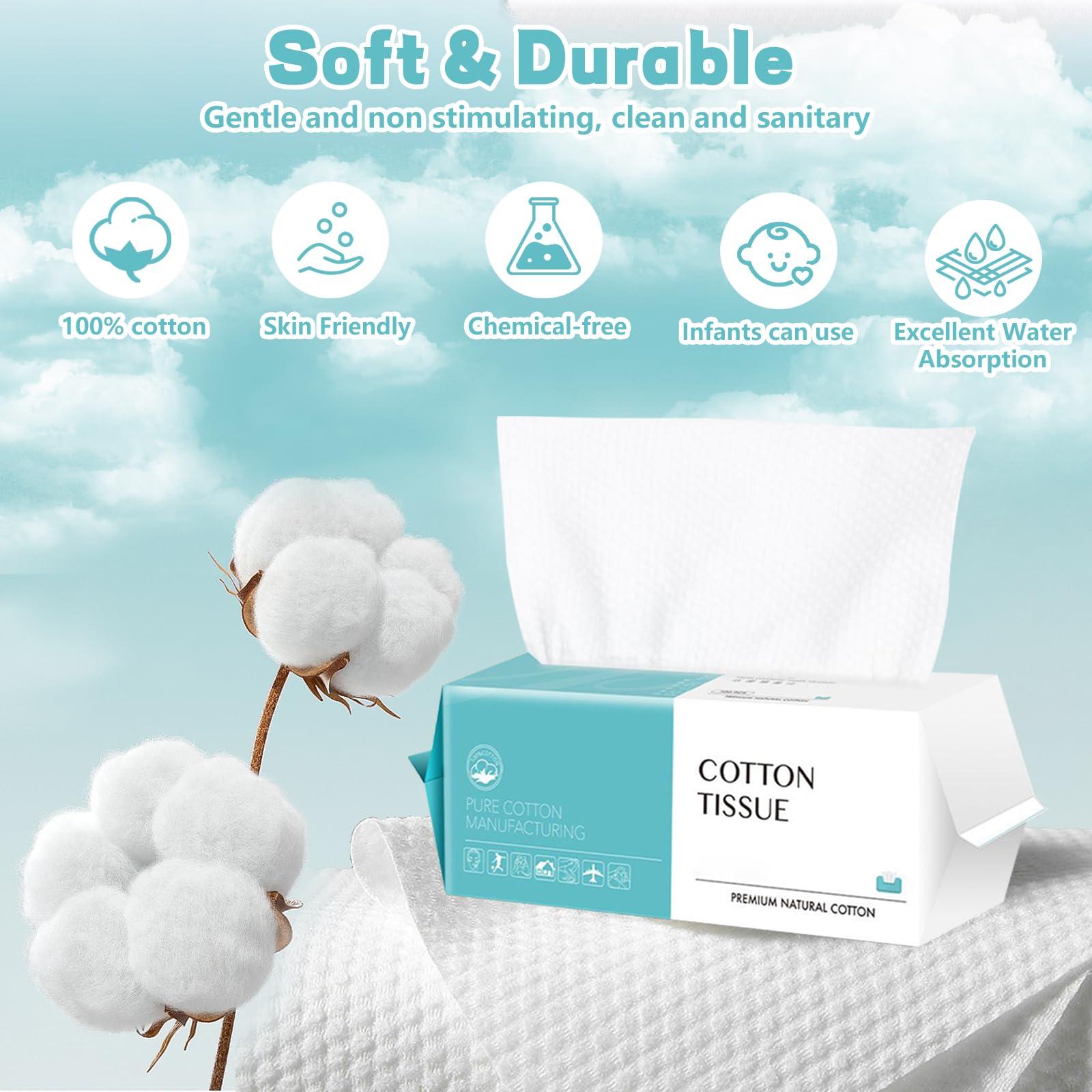 CenYouful Disposable Face Towel 100 Count, Soft Cotton Facial Dry Wipes, Multi-Purpose for Skin Care, Makeup Remover, Face Wipes and Facial Cleansing