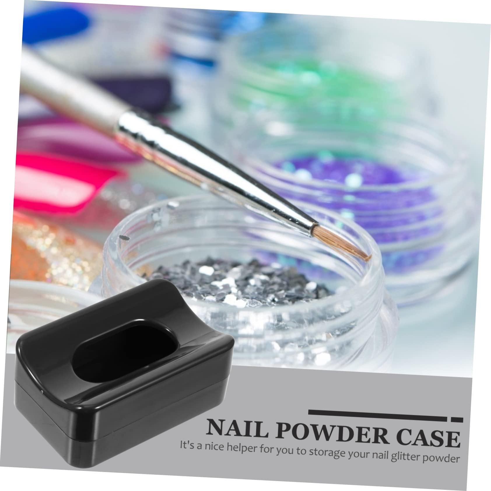 Housoutil Housoutil 3 Pcs Glitter Storage Box Black Trays Nail Glitter Case Black Serving Tray Nail Art Tool Nail Dip Case Dip Rhinestone Balm Tin Jar Containers Tubes Gloss Lids Plastic