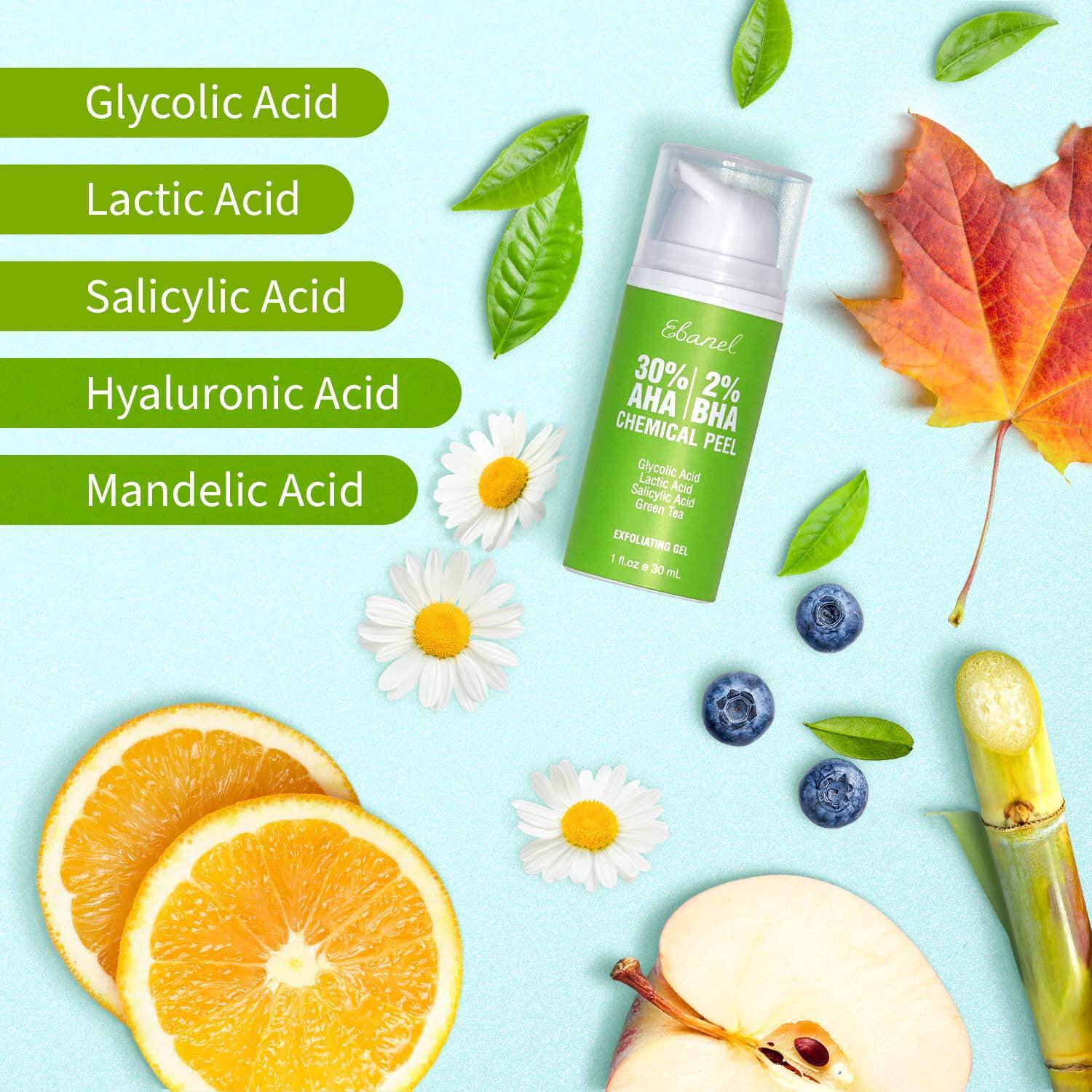 Ebanel Ebanel Bundle of Gentle Exfoliating Face Scrub Peeling Gel and 30% AHA 2% BHA Chemical Peel Exfoliant Gel