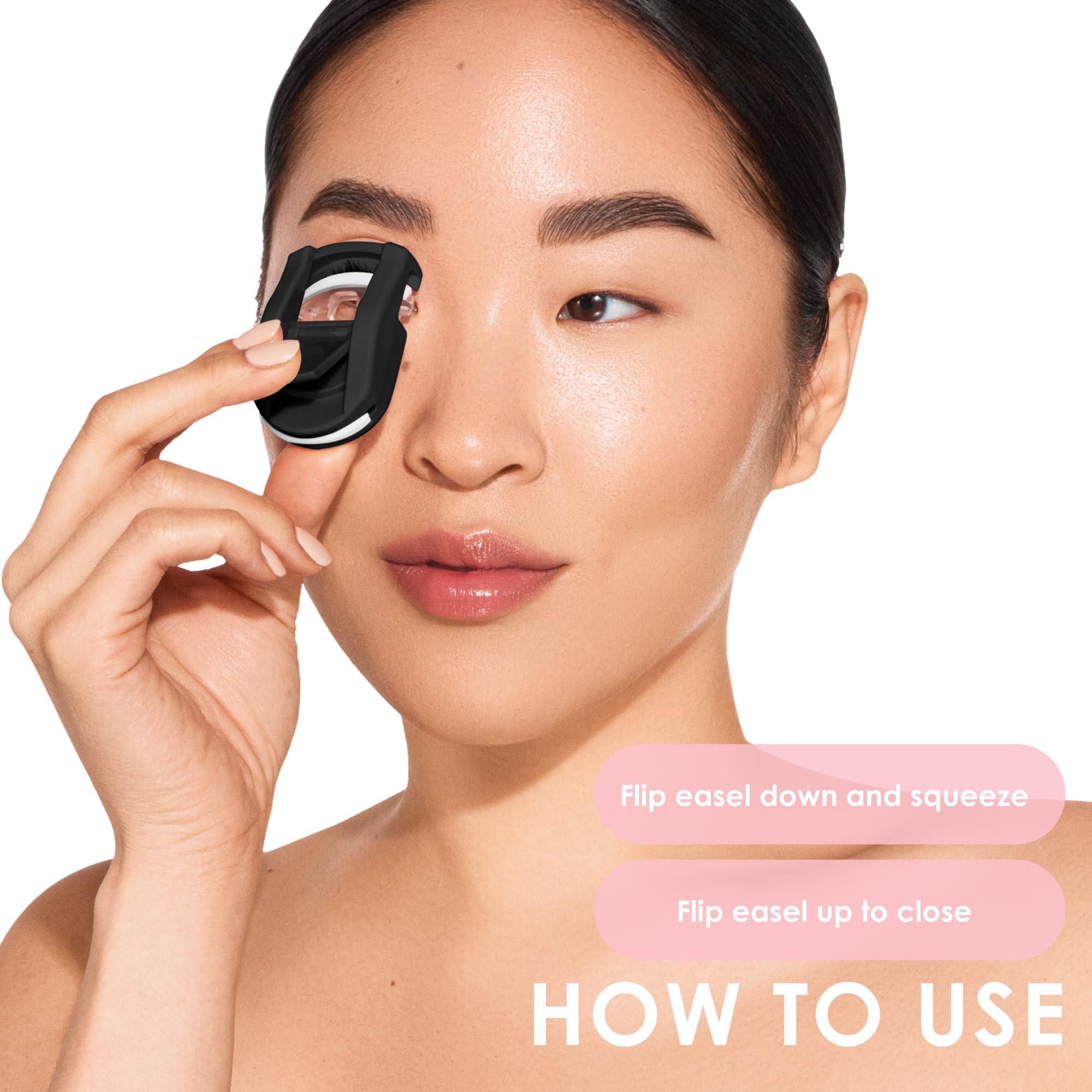 JAPONESQUE JAPONESQUE Travel Eyelash Curler, Black, Pack of 2 - Plastic Eyelash Curlers for Travel Makeup - Comes with Bonus Replacement Lash Pad - 2 Pack