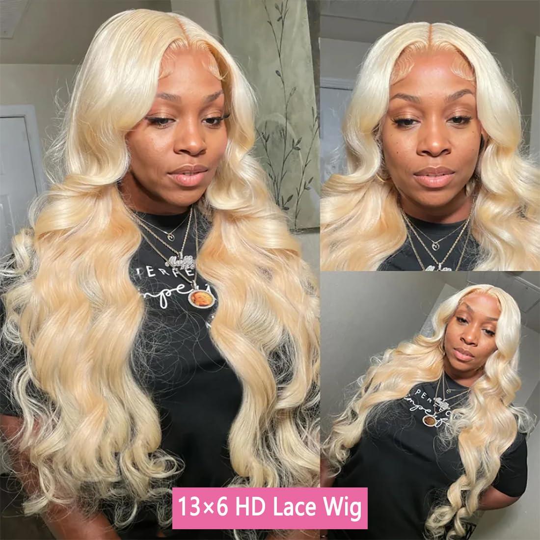 Jewhaut Jewhaut 613 13x6 Lace Front Wig Human Hair Body Wave Blonde Wig Human Hair 613 HD Transparent Lace Frontal Wigs Human Hair Pre Plucked Blonde Human Hair Wig 34 Inch